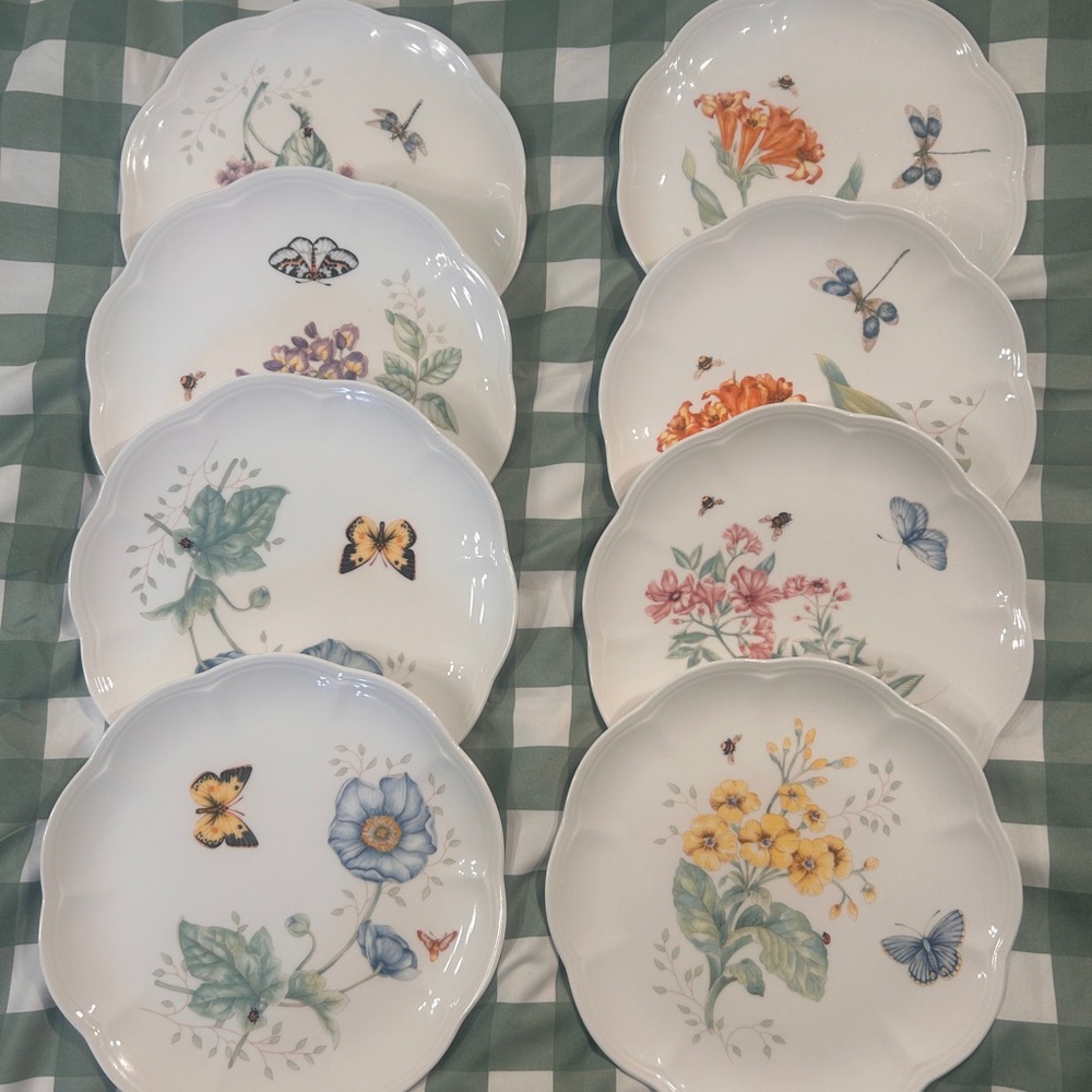 Lenox Butterfly Meadow Luncheon Plates Salad Plates Set of 8